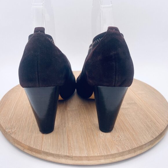 Taryn Rose Heels 8 Brown Mesh Suede Slip On Booties - Picture 7 of 11